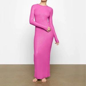 New Skims Shimmer Soft Lounge Crew Neck Long Sleeves Dress Size XS